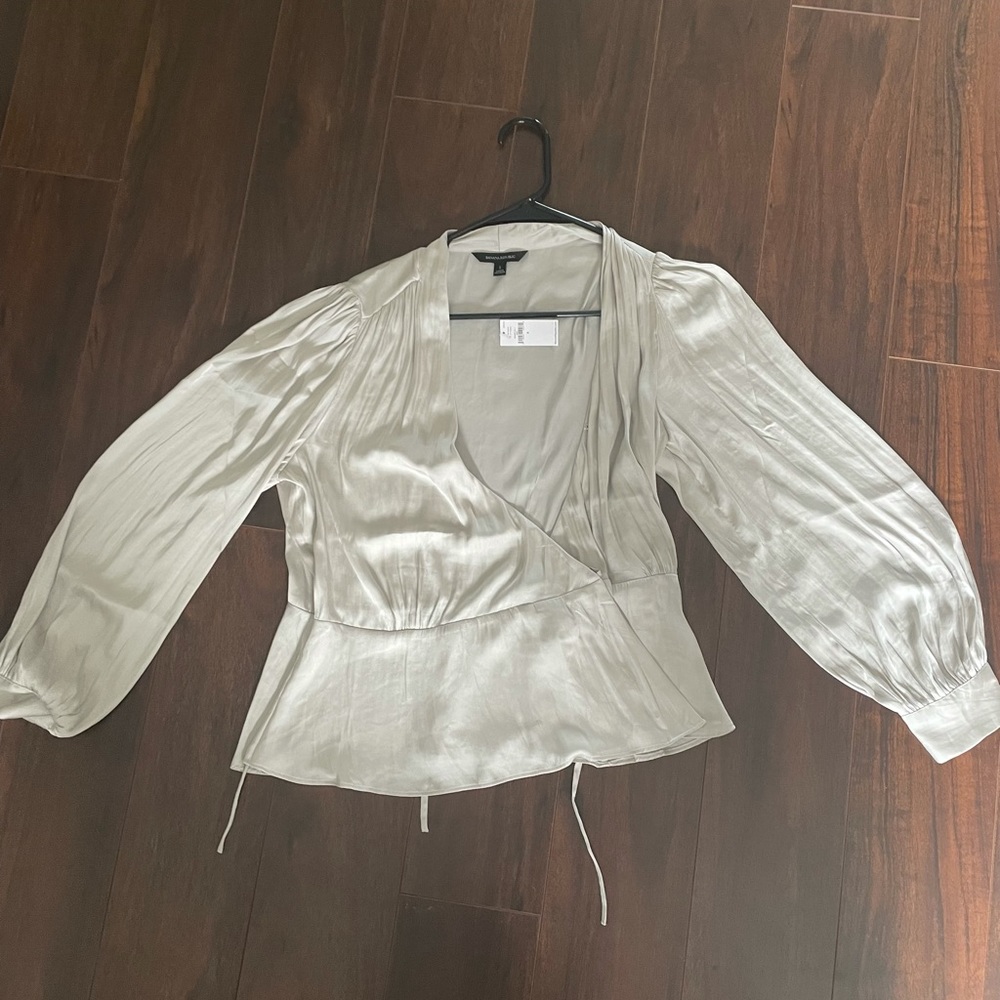 Banana republic satin wrap top NWT